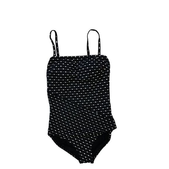 Gottex Other - Gottex Lycra One Piece Black Swimsuit White Dots and  Faux Pearl Trim Size 14